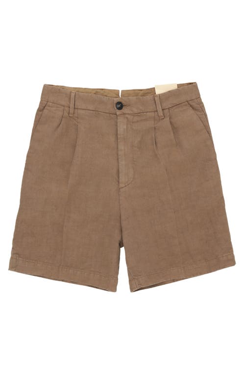 Fortela Beachshort Linen Short With Pleats In Brown