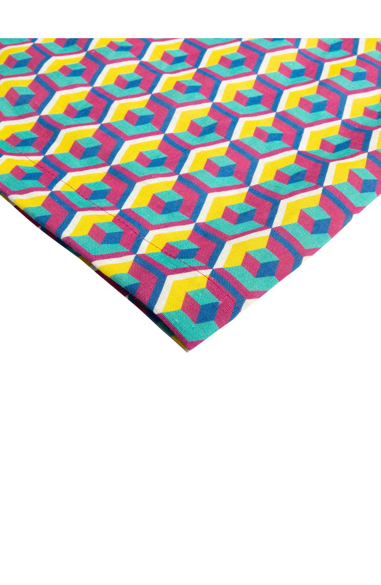 La DoubleJ Medium Tablecloth (180X280) Cubo Giallo/Fuxsia, Alternate, color, Cubo Giallo/Fuxsia