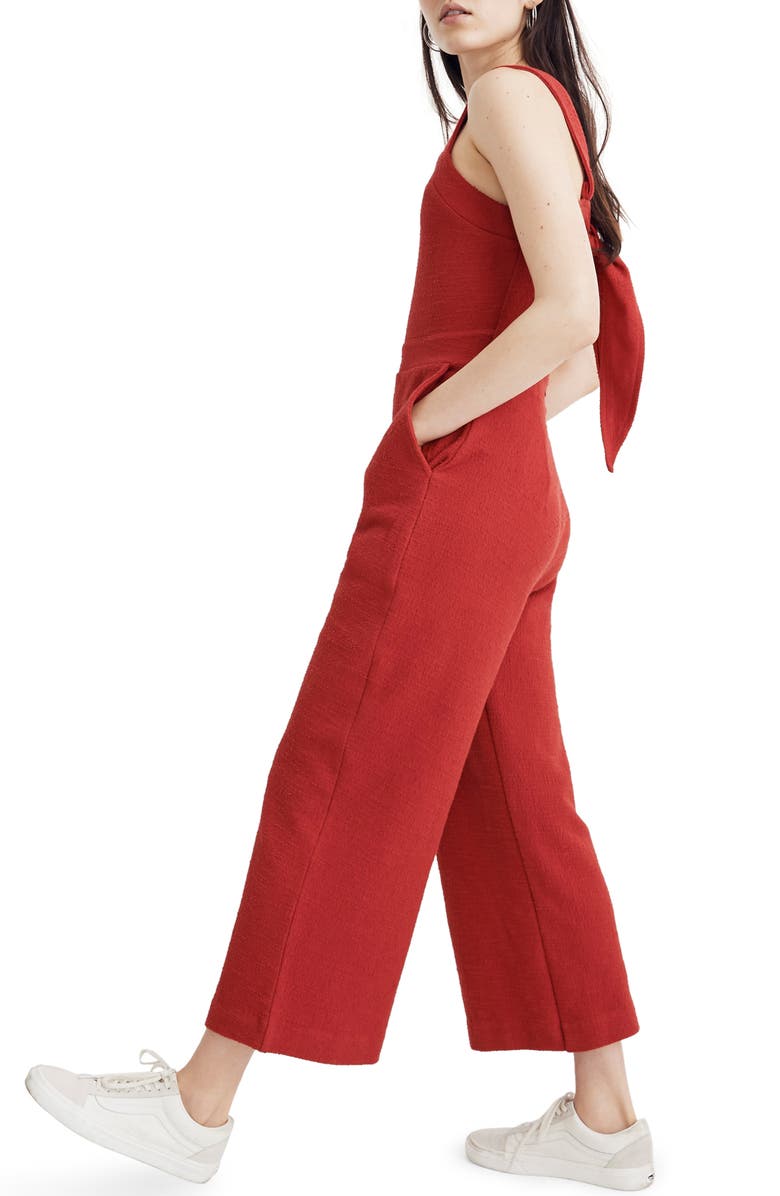 Madewell Texture & Thread Apron Bow Back Jumpsuit, Alternate, color, 