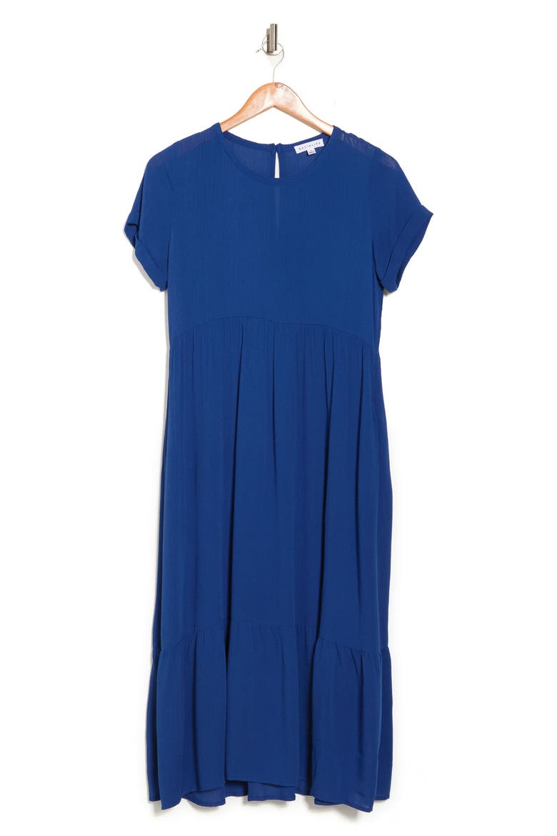 Short Sleeve Tiered Midi Dress, Alternate, color, COBALT
