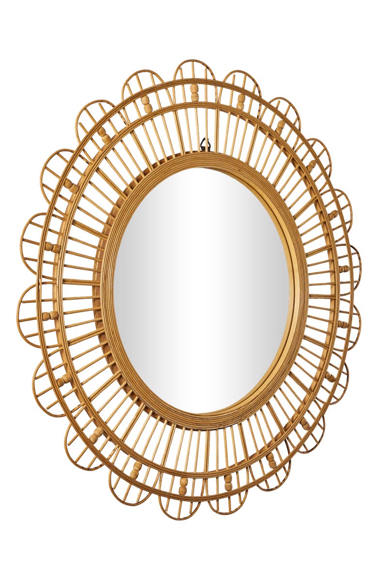 GINGER BIRCH STUDIO Bamboo Handmade Woven Mirror, Alternate, color,