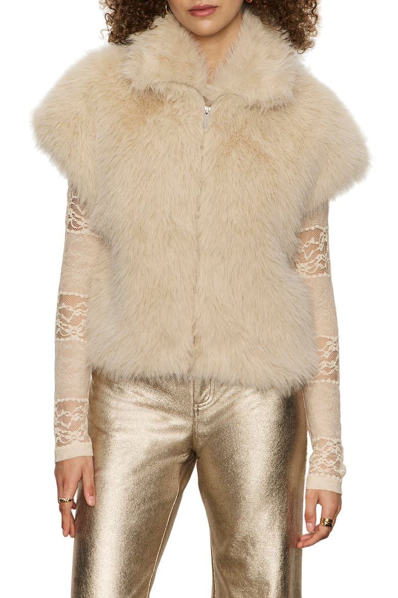 Silky Faux Fur Vest, Main, color, ALMOND CRE