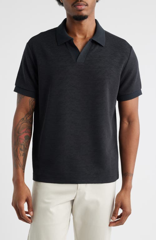 Open Edit Wave Texture Johnny Collar Polo In Gray