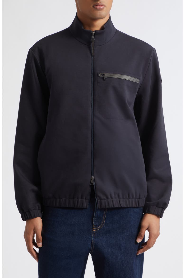 Cotton Blend Zip Cardigan, Main, color, DARK NAVY BLUE