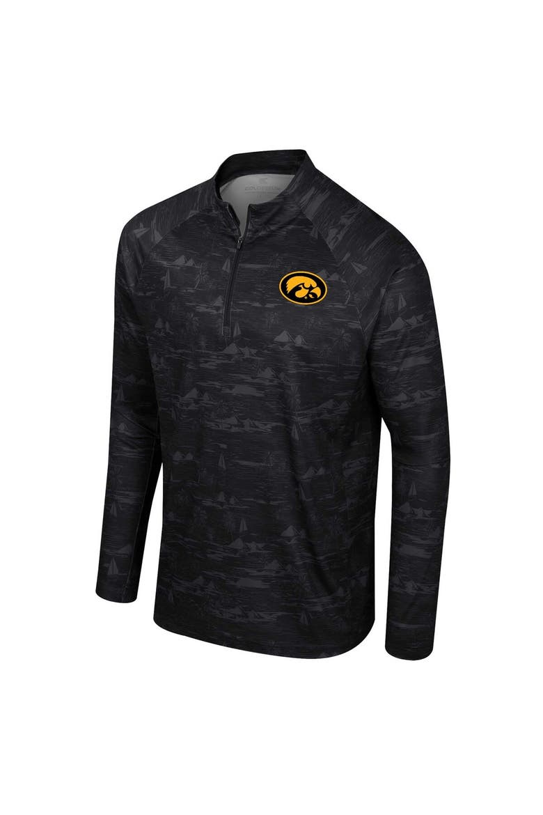 Men's Colosseum Black Iowa Hawkeyes Carson Raglan Quarter-Zip Jacket, Alternate, color, Black