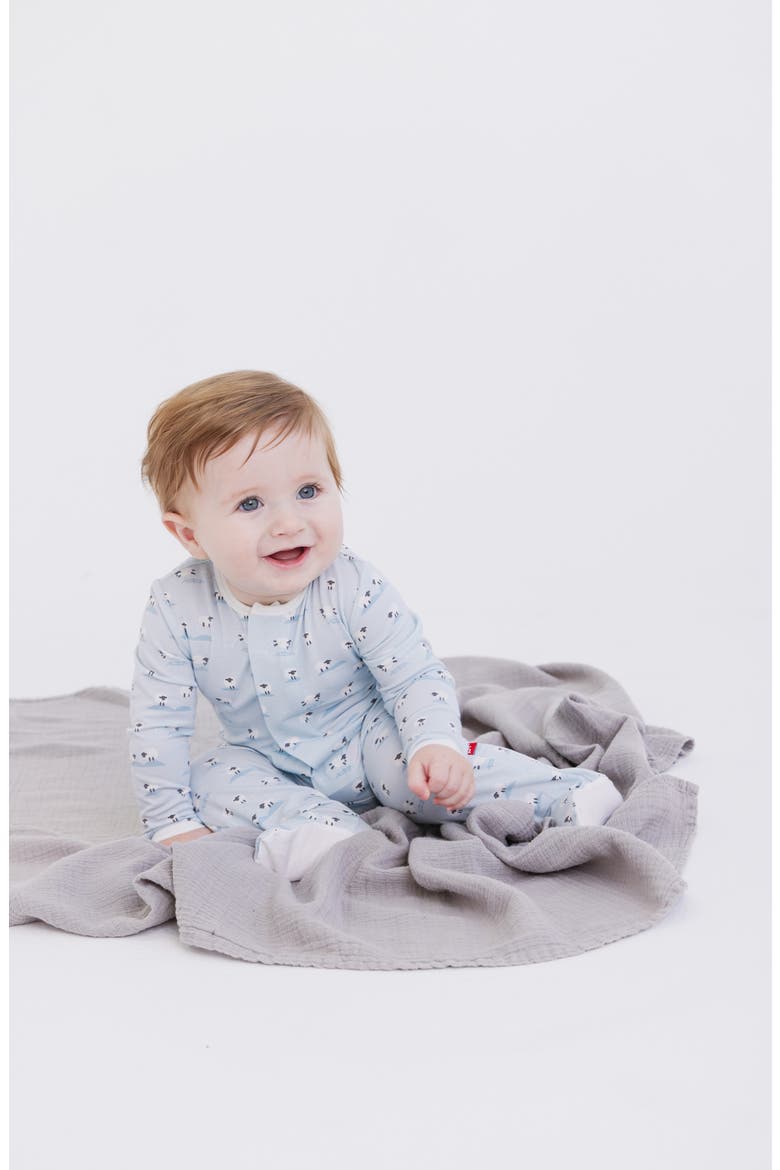 Baa Baa Baby Sheep Print Footie, Alternate, color, BLUE