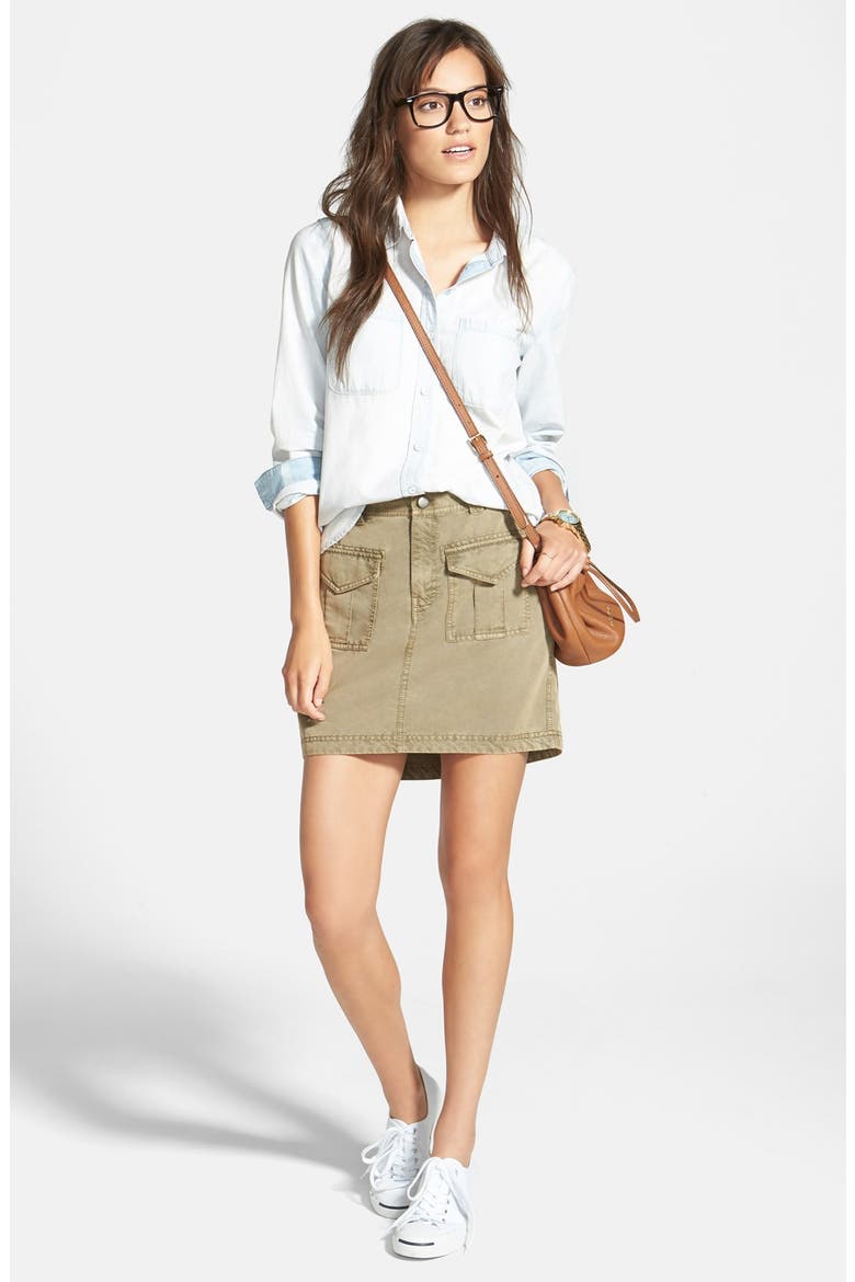 Treasure&Bond Chambray Shirt, Alternate, color, PEBBLE BLEACH OUT