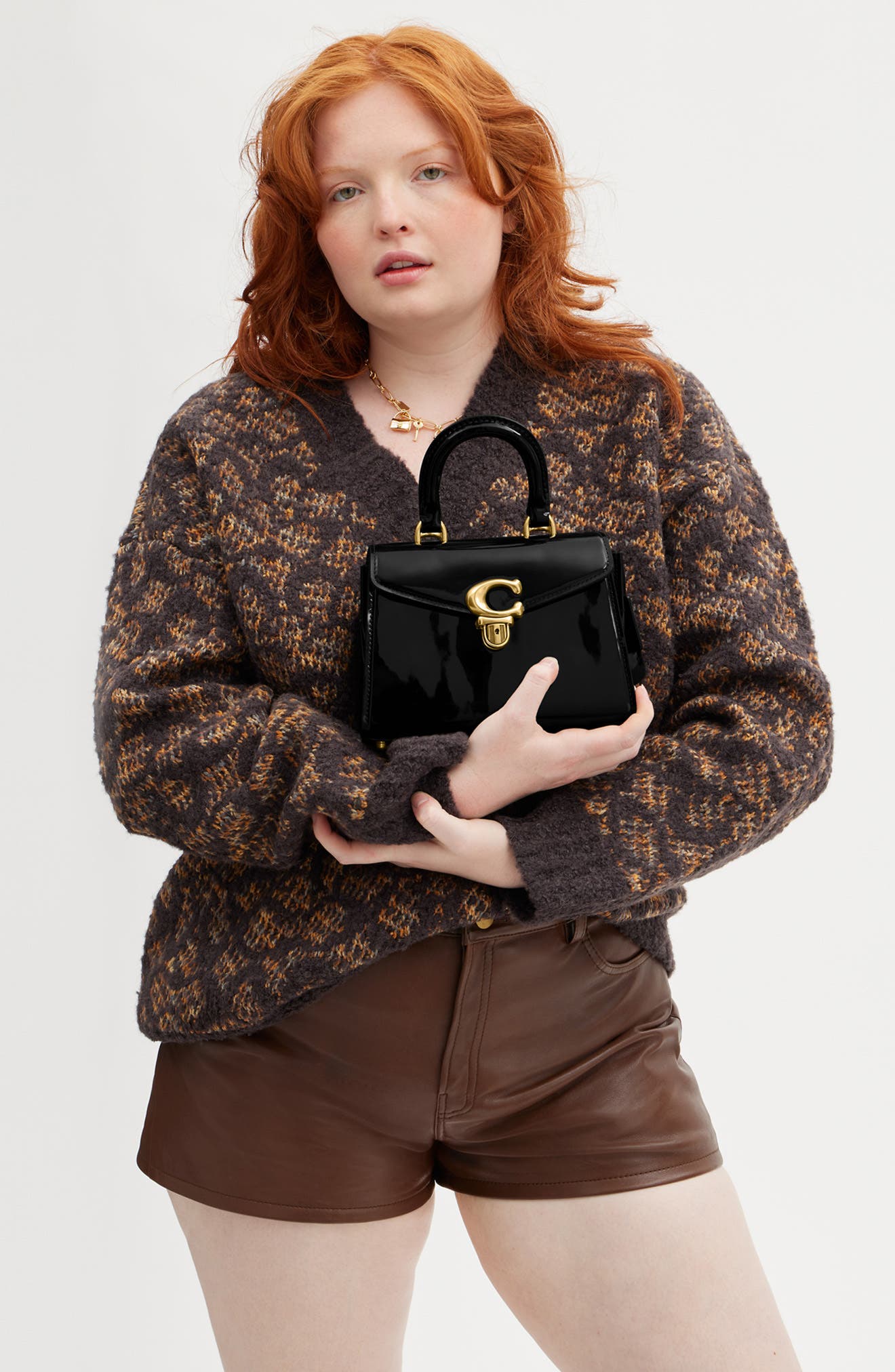 COACH Sammy Patent Leather Top Handle Bag, Alternate, color, 