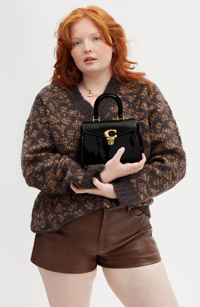 COACH Sammy Patent Leather Top Handle Bag, Alternate, color,