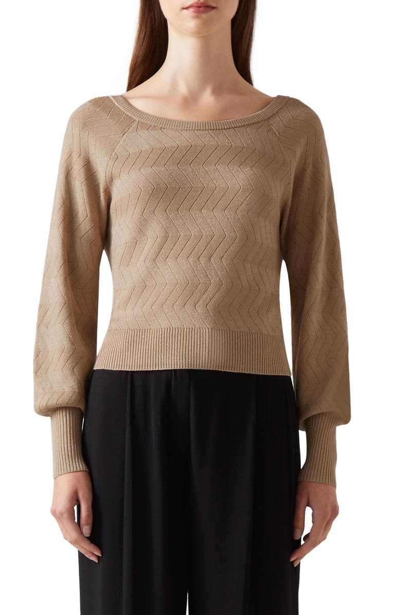 LK Bennett Goldie Metallic Sweater, Main, color, 