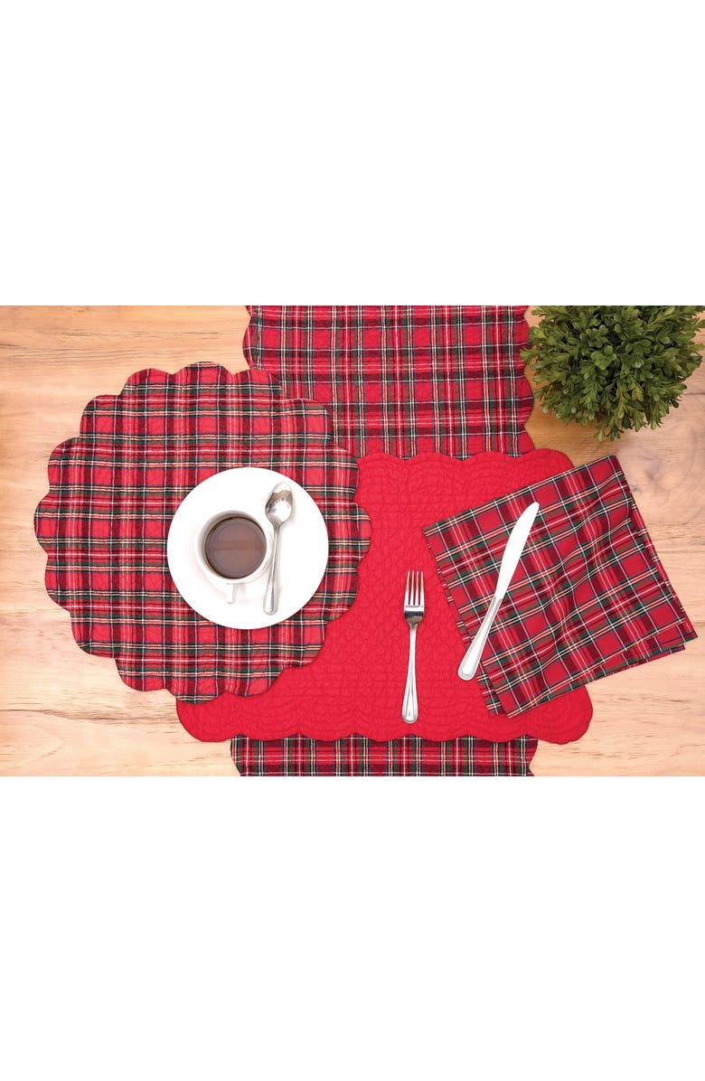 C&F Home Red Plaid Cotton Quilted Christmas Table Runner, Alternate, color, Red