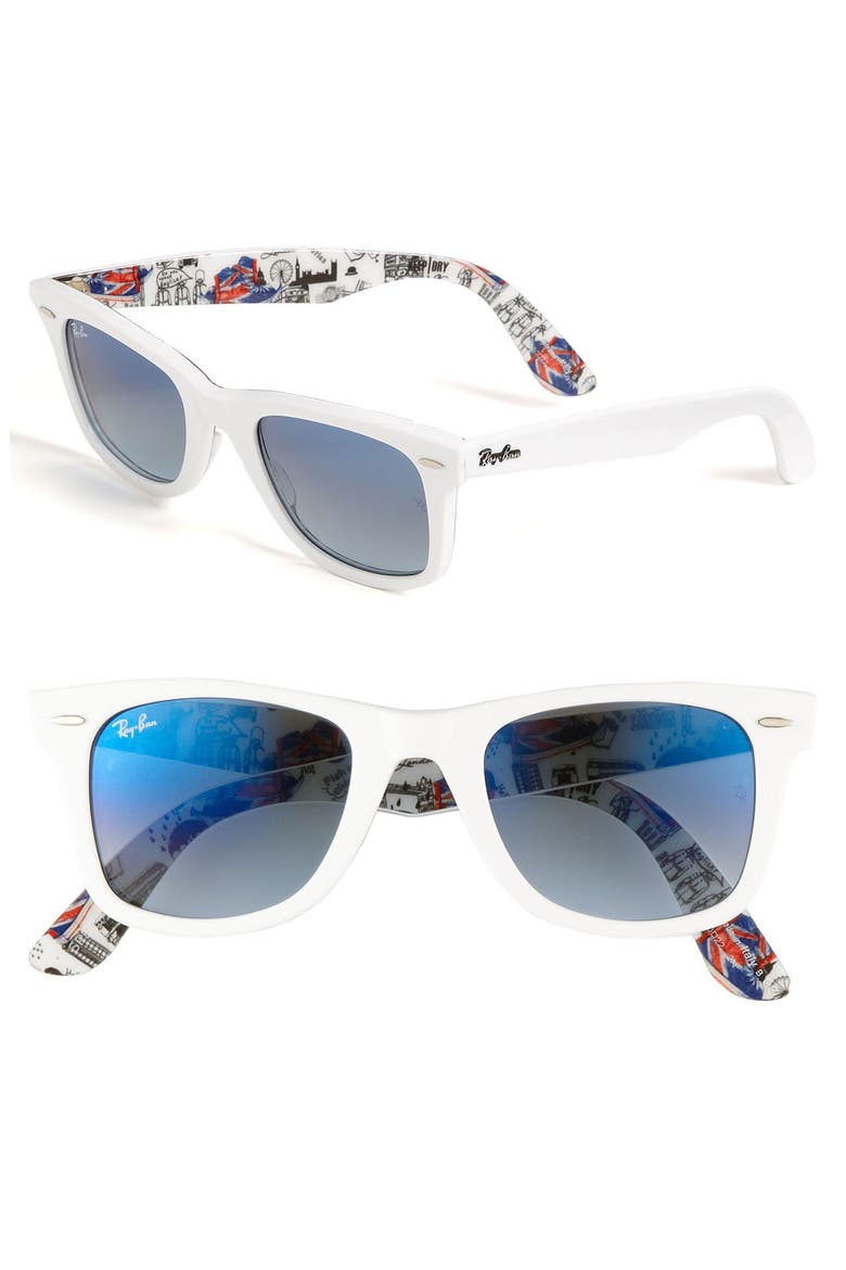 'London Wayfarer' 50mm Sunglasses, Main, color, WHITE