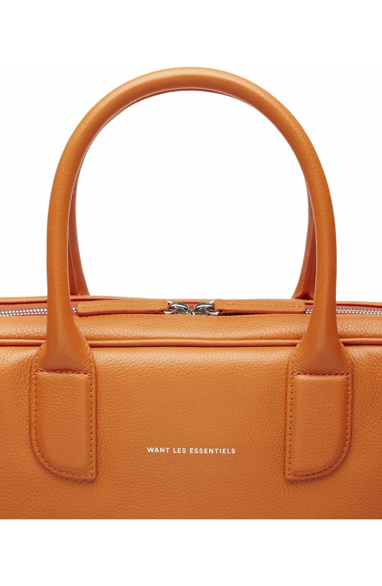 Want Les Essentiels Lesage Pebble-Grained Leather Computer Bag, Alternate, color, Orange