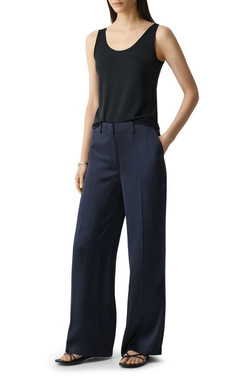 Theory Tailored High Waist Wide Leg Trousers In Black