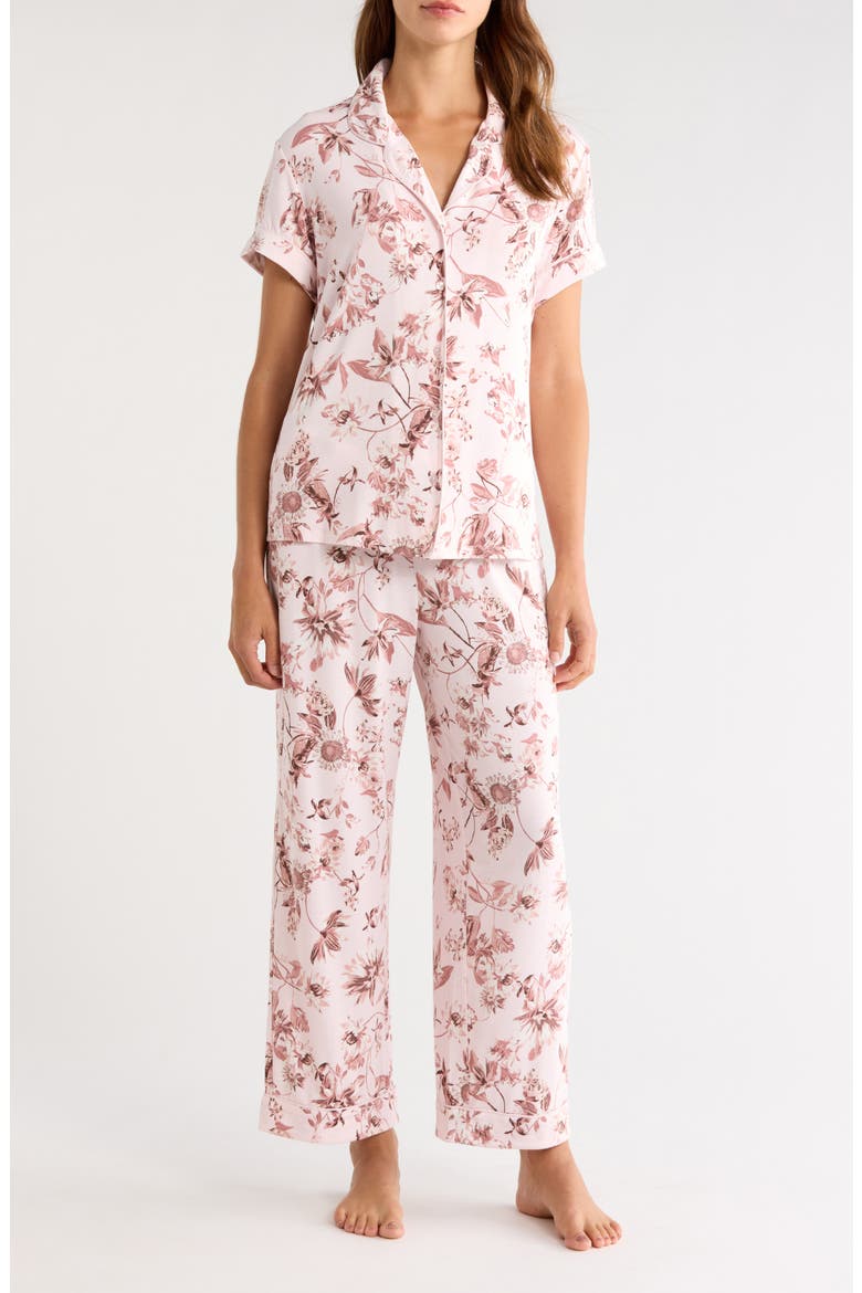Moonlight Eco Crop Pajamas, Main, color, PINK- BROWN BOTANIST FLORAL