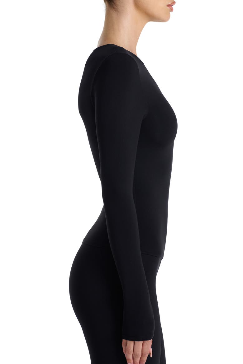 Long Sleeve Crewneck Top, Alternate, color, BLACK