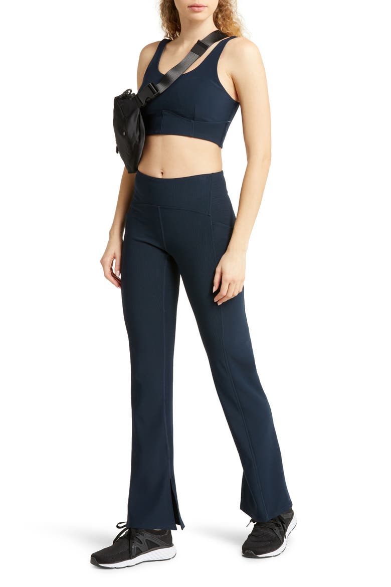 Interlude Rib High Waist Pocket Leggings, Alternate, color, NAVY SAPPHIRE
