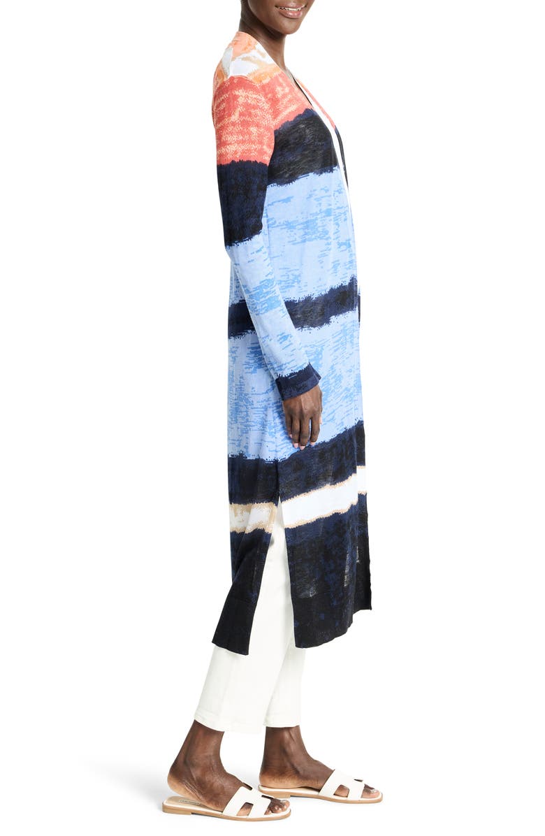 NIC+ZOE Painted Peninsula Longline Cardigan, Alternate, color, Blue Multi