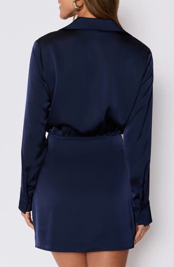 Booked & Busy Collared Long Sleeve Shirtdress
