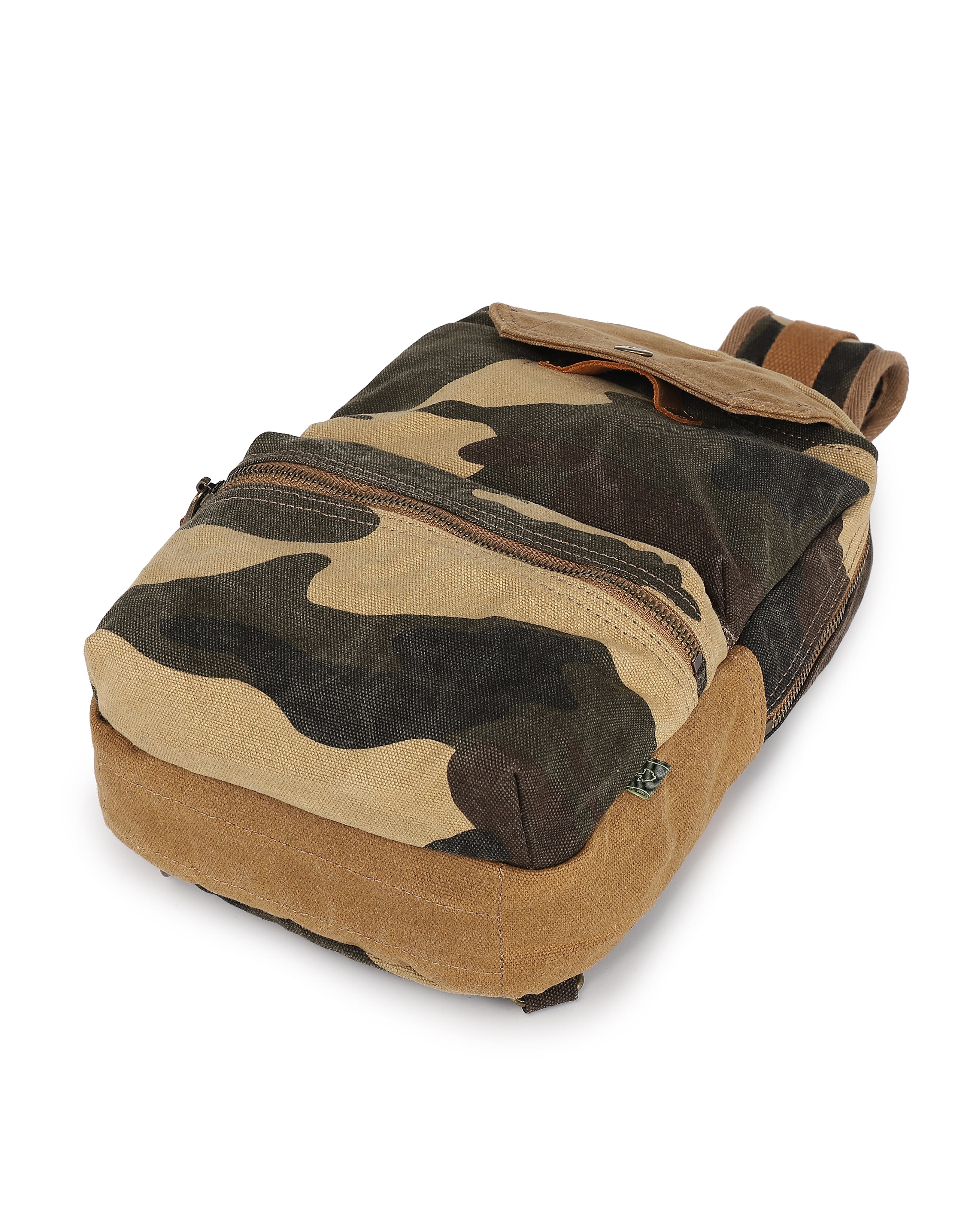 TSD Brand Mountain Leaf Rugged Trail Ready Sling Bag, Alternate, color, Khaki Camo