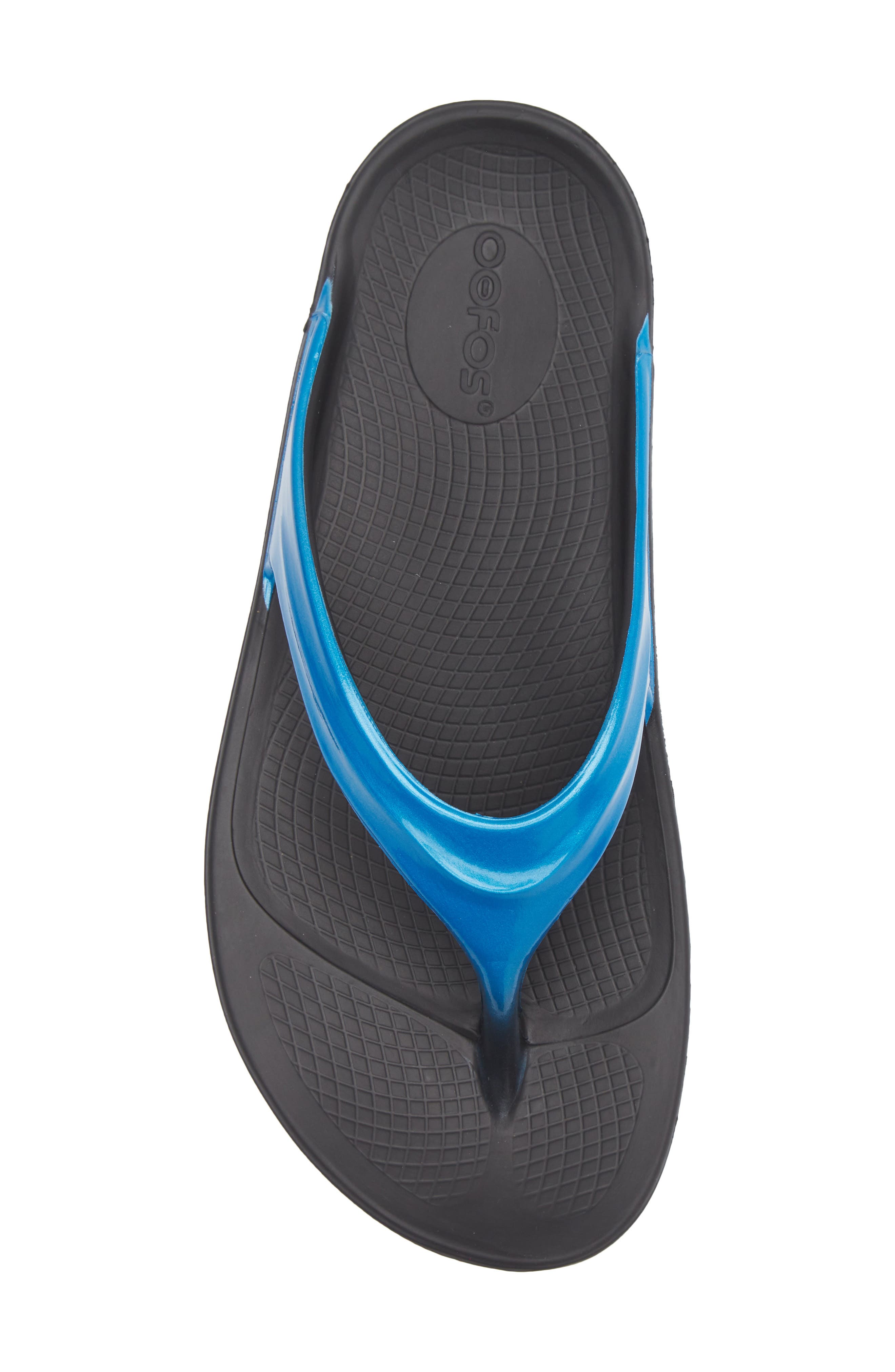 Oofos Oolala Luxe Flip Flop Sandal, Alternate, color, Black/ Iris Blue