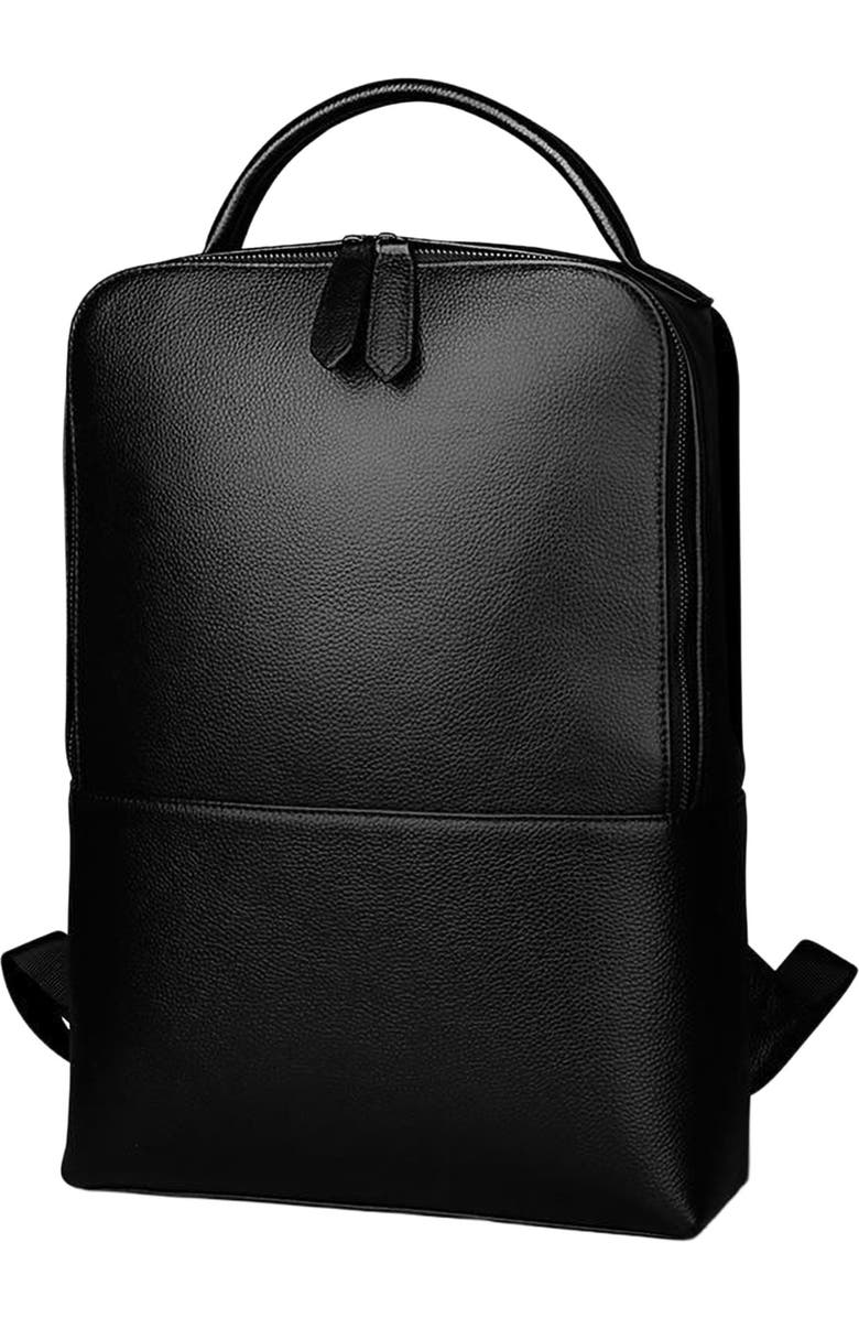 STEEL HORSE LEATHER Skald Black Pebbled Leather Backpack | Slim Black Leather Backpack, Alternate, color, Black