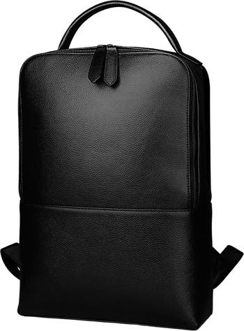 Skald Black Pebbled Leather Backpack | Slim Black Leather Backpack