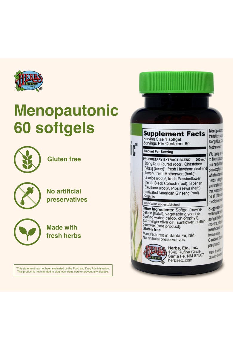 Menopautonic Herbal Menopause Support Softgels, 60 Count, Alternate, color, No Color