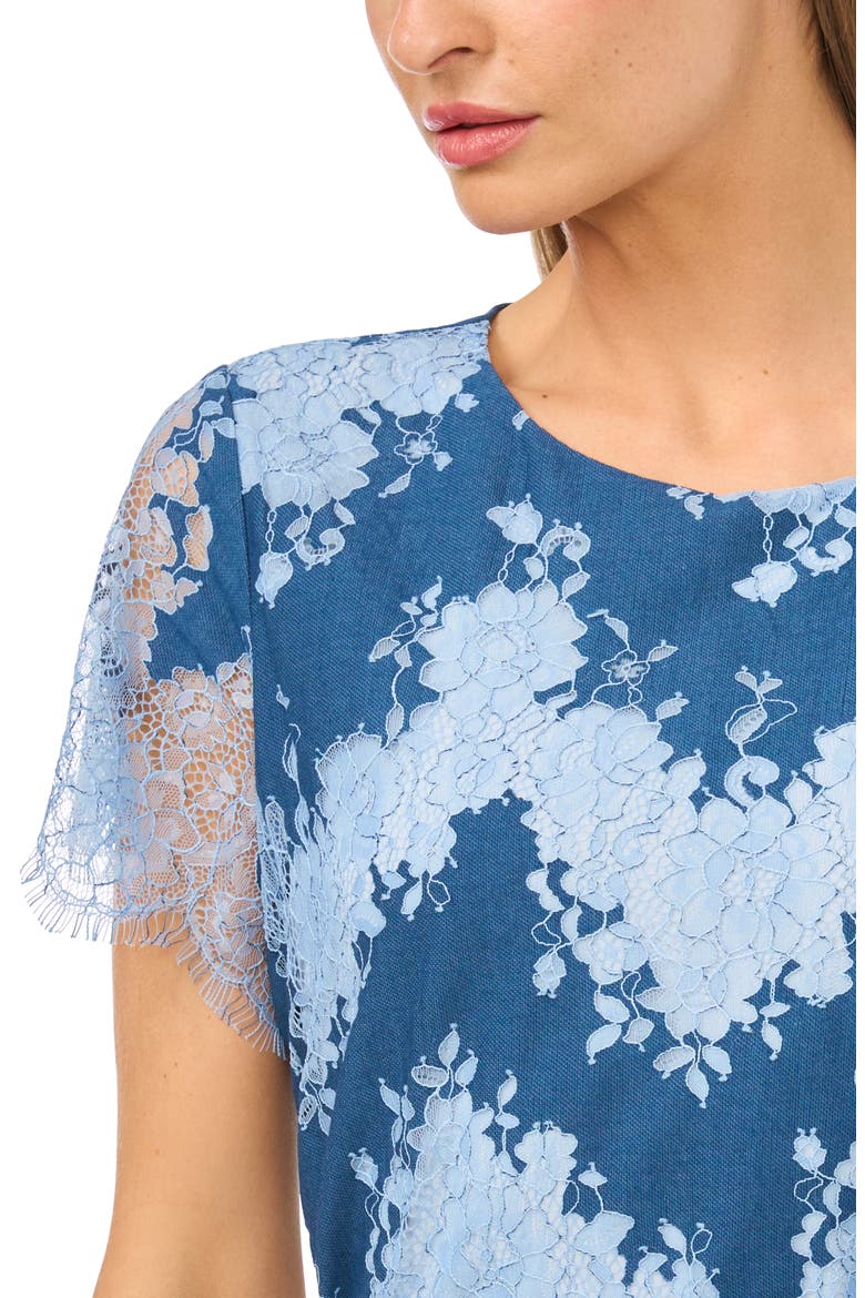 Tie Waist Lace Midi Dress, Alternate, color, KENTUCKY BLUE