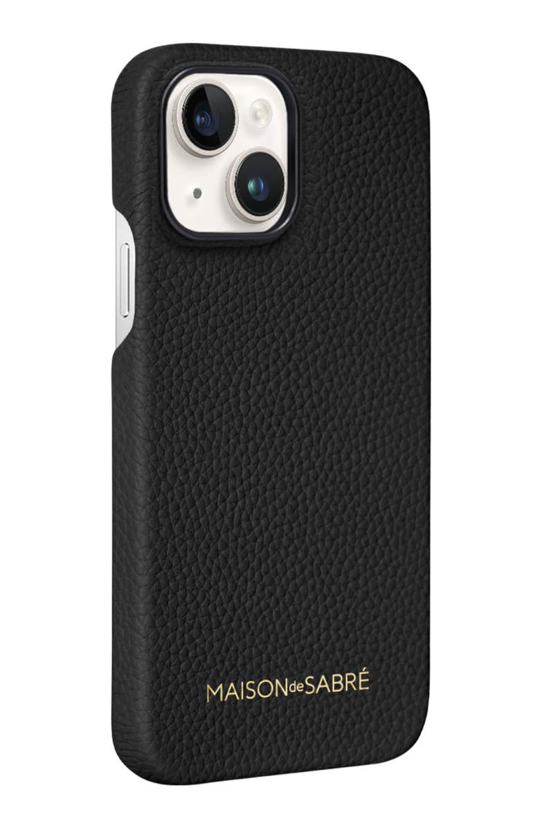 MAISON de SABRÉ Leather Phone Case, Alternate, color, Black Caviar