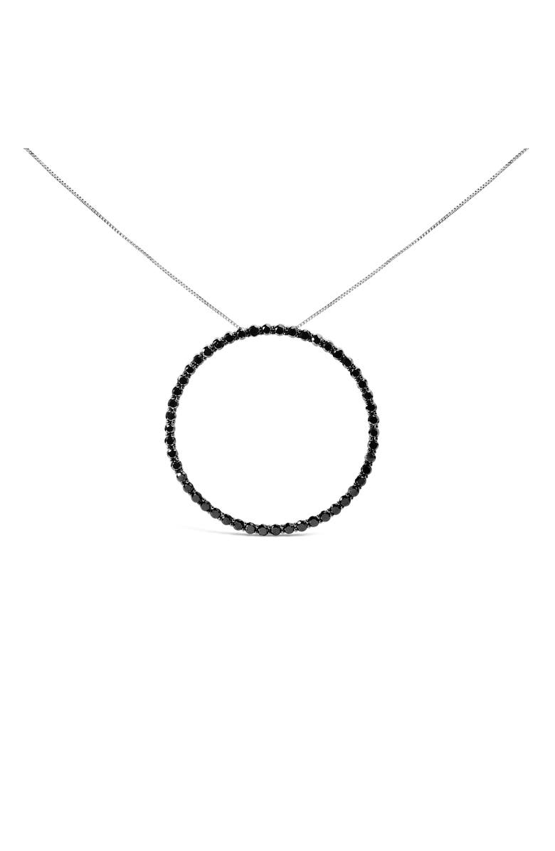Haus of Brilliance Silver 4.0 Cttw Black Diamond Open Hoop Circle Pendant Necklace, Main, color, White
