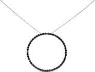 Haus of Brilliance Silver 4.0 Cttw Black Diamond Open Hoop Circle Pendant Necklace