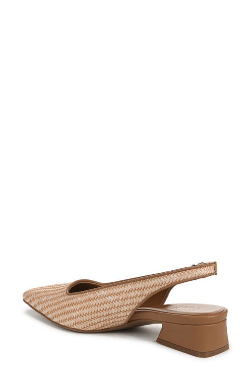 Naturalizer Women's Ginger 2 Snip Toe Asymmetrical Low Block Heel Slingbacks In Tan Woven Faux Leather
