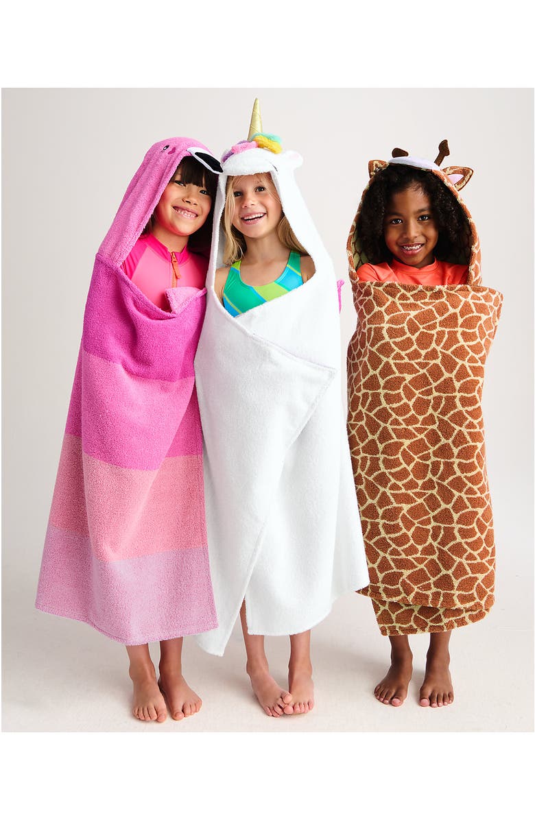 Lands' End Kids Cotton Hooded Towel, Alternate, color, Happy Unicorn