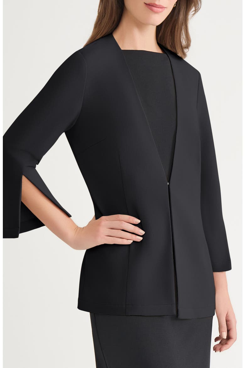Tailored Slit Cuff Crepe Jacket, Alternate, color, BLACK