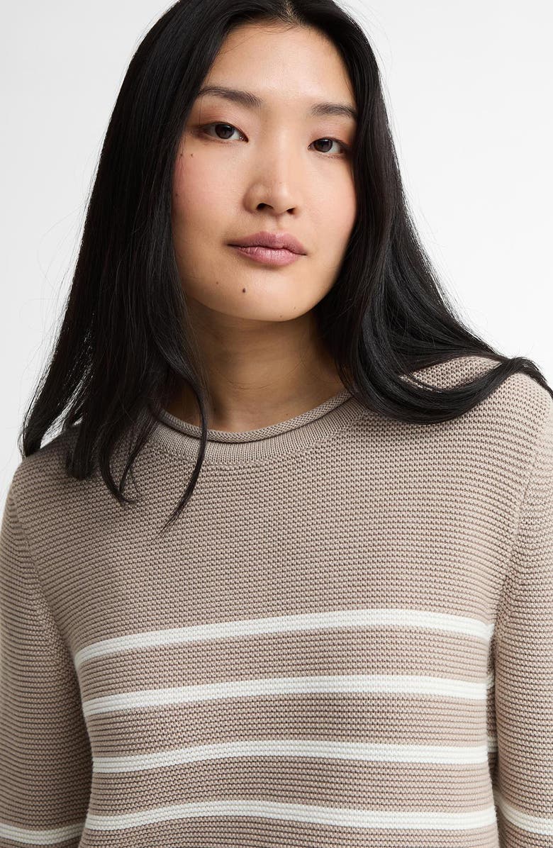 Barbour Hinton Cotton Knit Sweater, Alternate, color, Light Sand Stripe