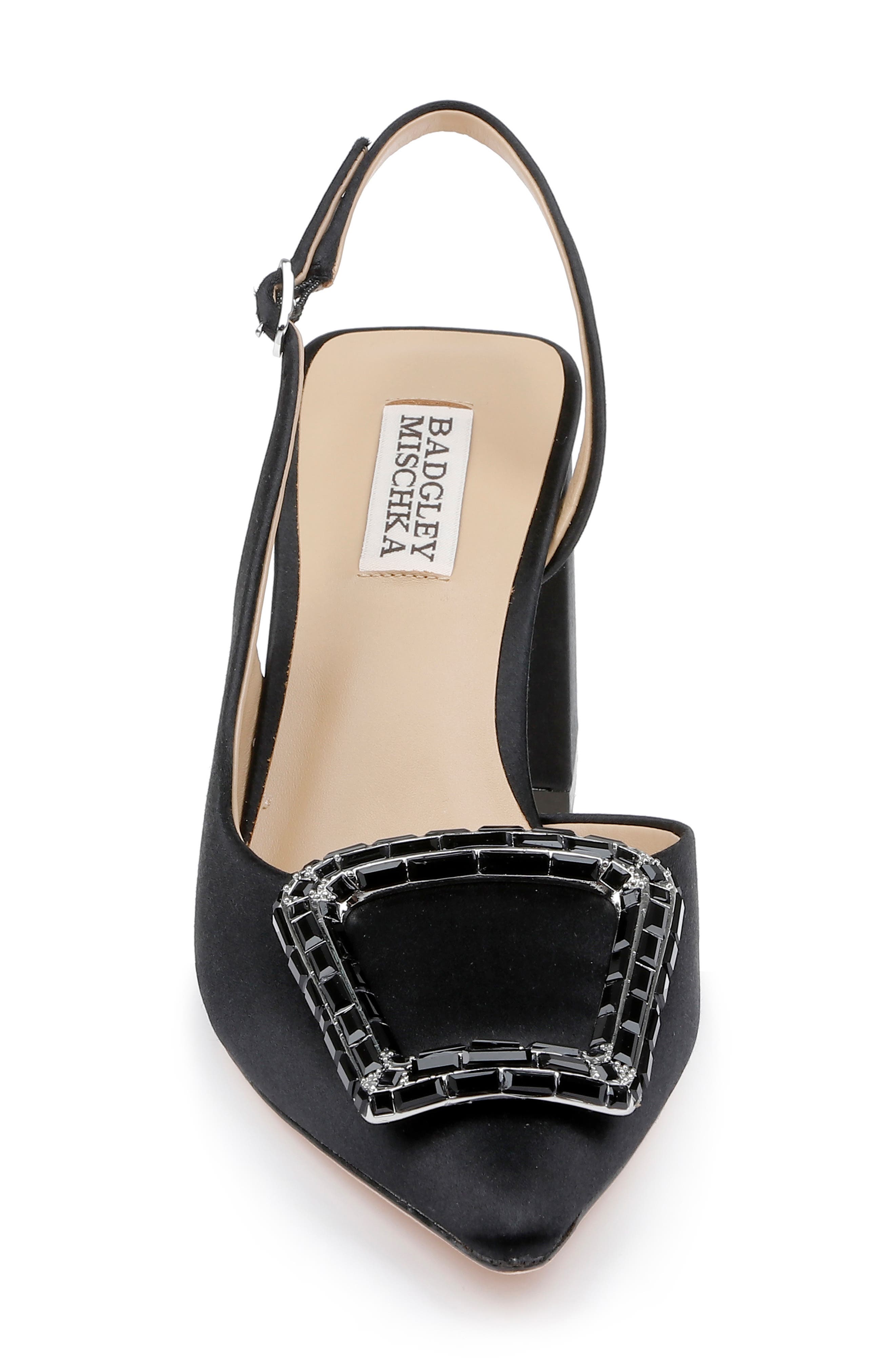 Badgley Mischka Collection Adaline Slingback Pointed Toe Pump, Alternate, color, Black Satin