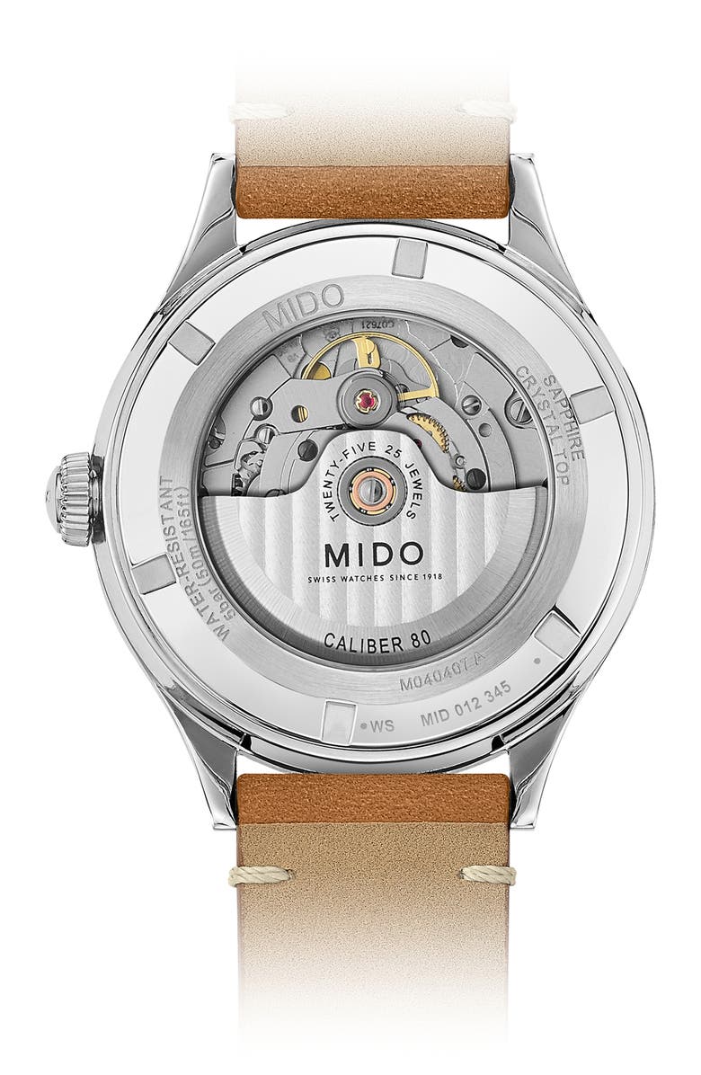 MIDO Multifort Pulsemeter Automatic Leather Strap Watch, 40mm, Alternate, color, Brown/ Blue/ Silver