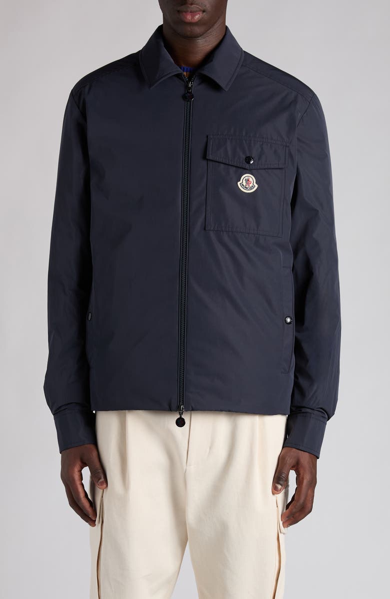 Moncler Vigeon Padded Down Shirt Jacket, Main, color, English Blue