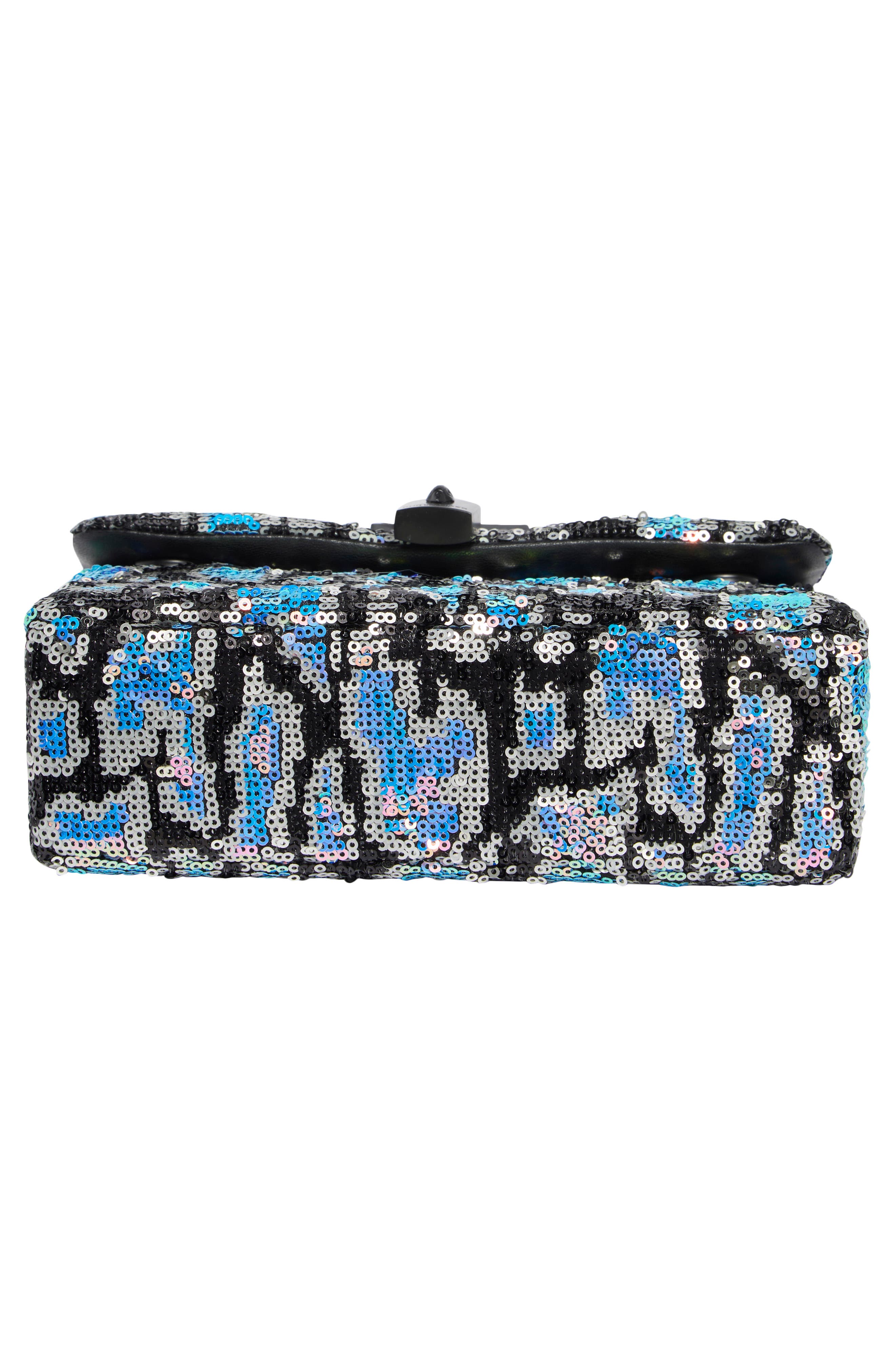 Kurt Geiger London Leopard Pattern Sequined Mini Brixton Shoulder Bag, Alternate, color, Open Grey