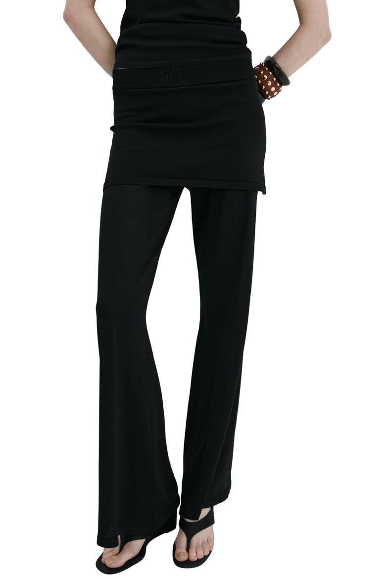 Foldover Knit Wide Leg Pants, Main, color, BLACK