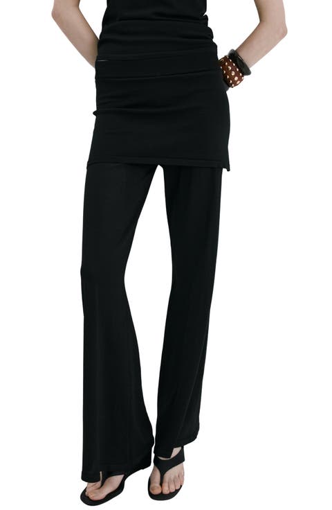 Foldover Knit Wide Leg Pants