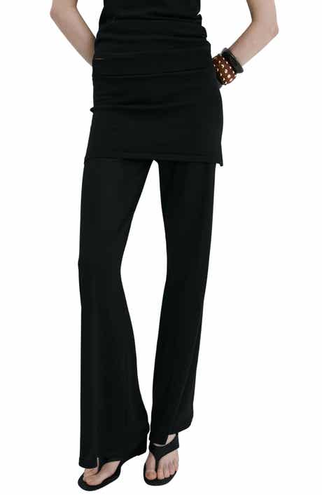 Foldover Knit Wide Leg Pants