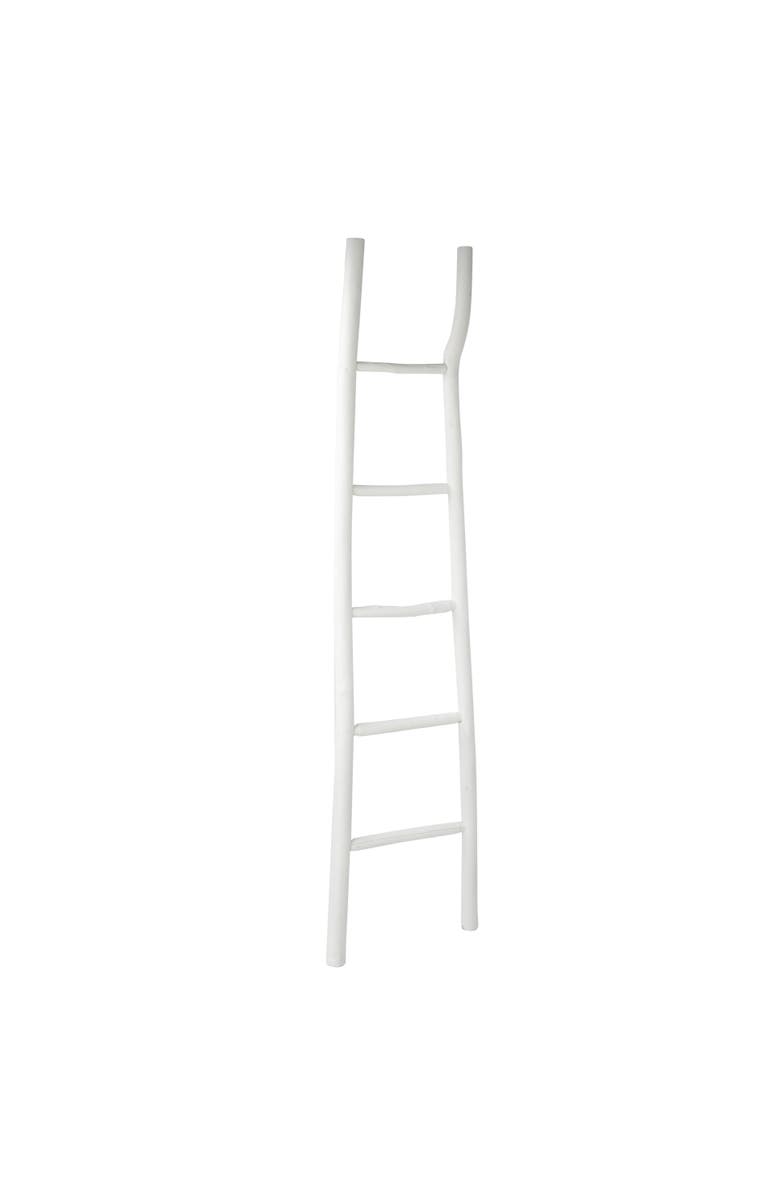 Storied Home Decorative Painted Wood Blanket Ladder, White, Main, color, White
