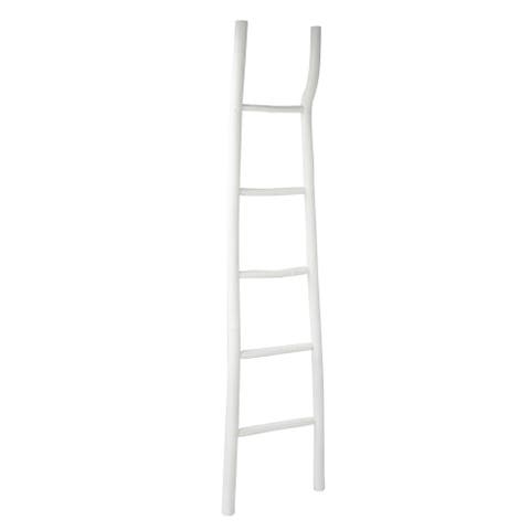 Decorative Painted Wood Blanket Ladder, White