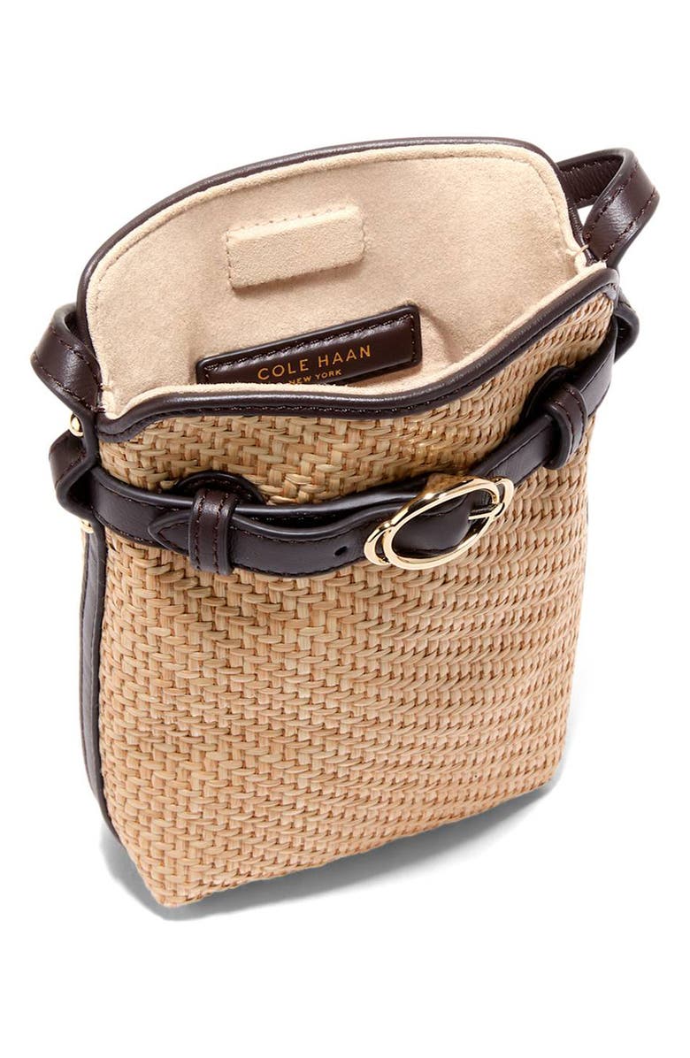 Cole Haan Alexandria Phone Pouch, Alternate, color, Natural Raffia /Dark Chocolate