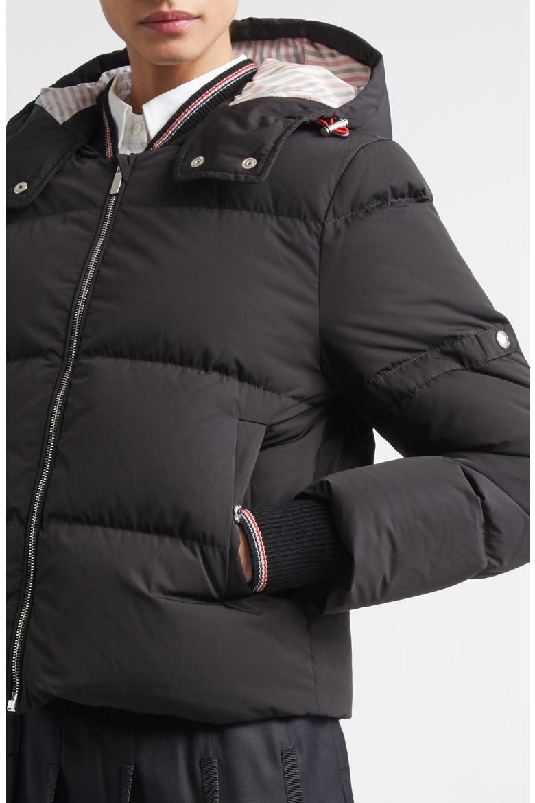 Armband Down Jacket with Removable Hood, Alternate, color, BLACK
