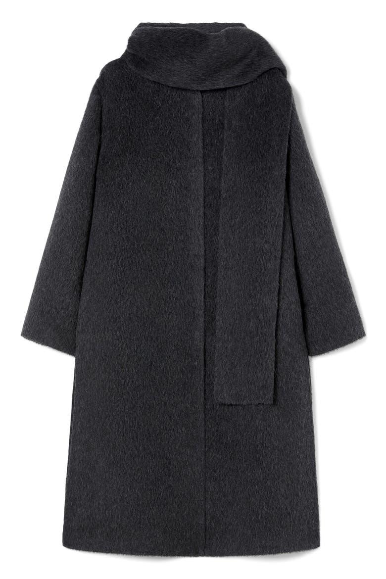 Iacopo Alpaca & Wool Coat with Removable Scarf, Alternate, color, DARK GREY