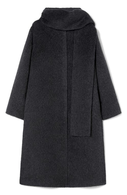 Marina Rinaldi Iacopo Alpaca & Wool Coat With Removable Scarf In Black