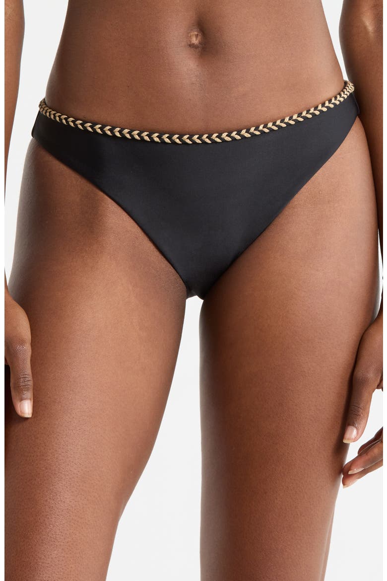 Isla Braided Bikini Bottoms, Main, color, BLACK